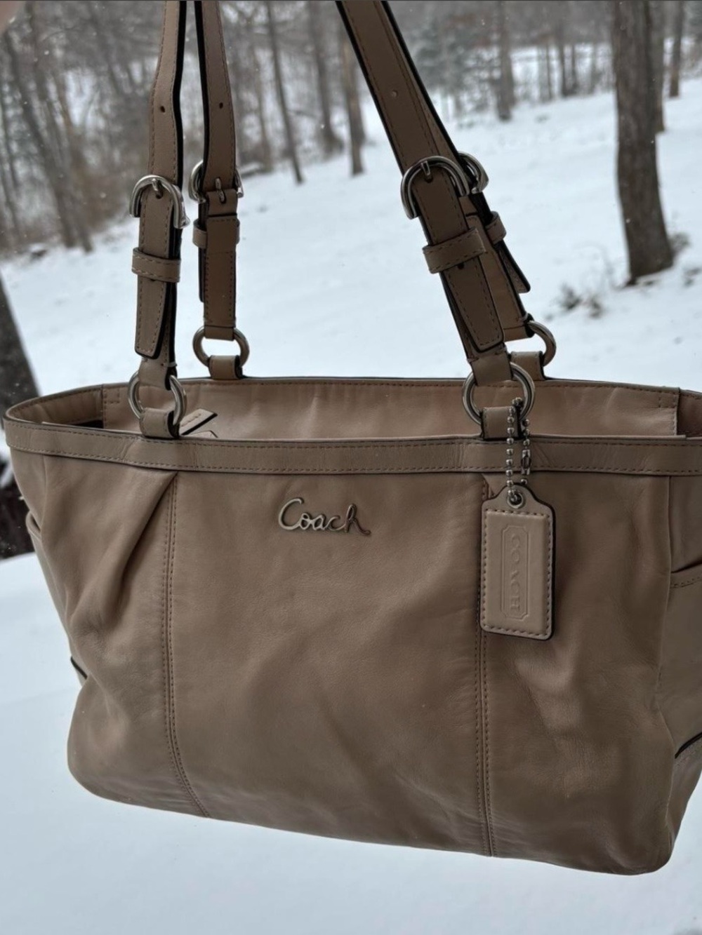 Coach Taupe Leather Shoulder Bag